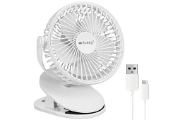 Vezeték nélküli ventilátor klipszel - fehér - tölthető USB-C 1200 mAh