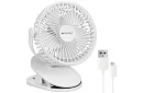 Vezeték nélküli ventilátor klipszel - fehér - tölthető USB-C 1200 mAh