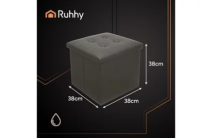 Összecsukható puff tárolóhellyel – szürke puff