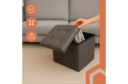 Összecsukható puff tárolóhellyel – szürke puff