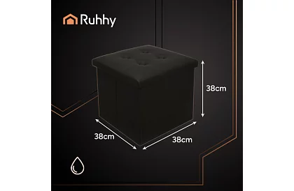 Összecsukható puff tárolóhellyel – fekete puff