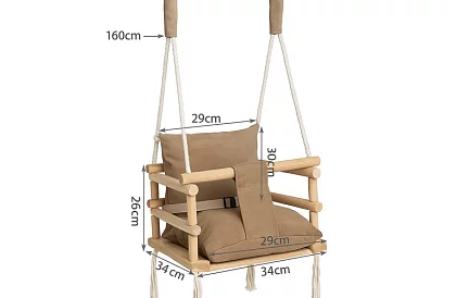 Gyermek függő hinta – bézs bársony