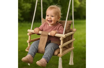 Gyermek függő hinta – bézs bársony