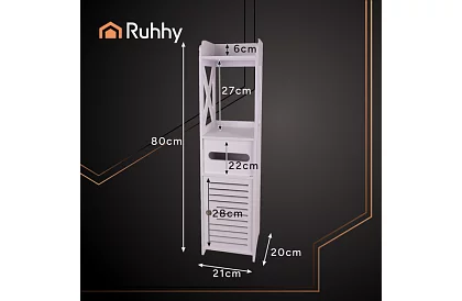 Fürdőszobai szekrény WC-papír tartóval – fehér