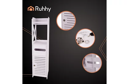 Fürdőszobai szekrény WC-papír tartóval – fehér