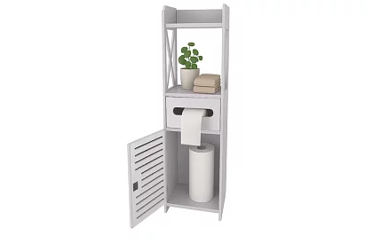 Fürdőszobai szekrény WC-papír tartóval – fehér