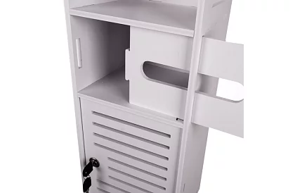 Fürdőszobai szekrény WC-papír tartóval – fehér