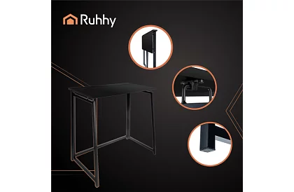 Összecsukható fekete asztal – 80 x 75 x 40 cm