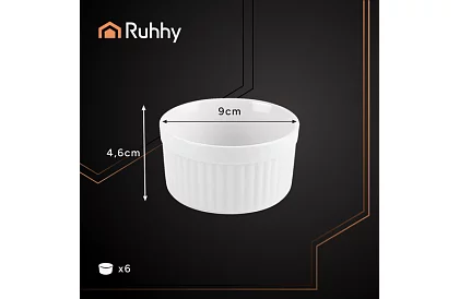 Zsámozható porcelán ramekin tálak – 6 darab a készletben