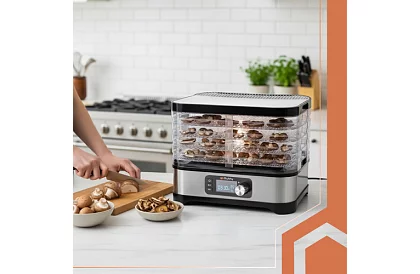 Élelmiszer-, gomba- és gyümölcsszárító 10 l – 5 szint + tartozékok