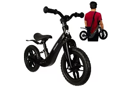 Gyerek könnyű futóbicikli fekete – 12" kerekek + vállpánt