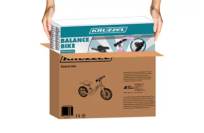 Gyerek könnyű rózsaszín futóbicikli – 12 kerék + vállpánt