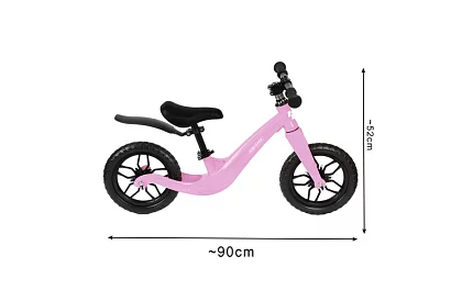 Gyerek könnyű rózsaszín futóbicikli – 12 kerék + vállpánt