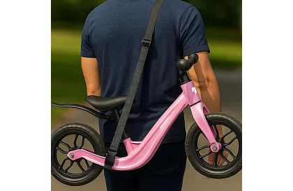 Gyerek könnyű rózsaszín futóbicikli – 12 kerék + vállpánt