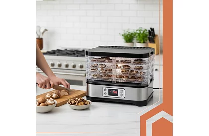 Gombaszárító és gyümölcsszárító 10 liter – 5 szint + tartozékok