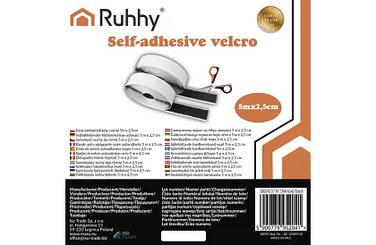 Öntapadó tépőzár 2,5 x 500 cm – fekete