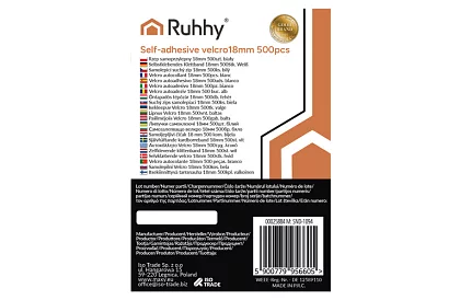 Öntapadó tépőzár – 18 mm-es körök, 500 darab, fehér