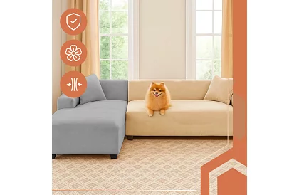 Feszítő huzat kanapéra 145–185 cm – Bézs bársony