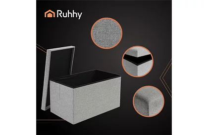 Szövet hajtogatható tároló puff 60 × 30 × 30 cm – szürke