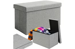 Szövet hajtogatható tároló puff 60 × 30 × 30 cm – szürke