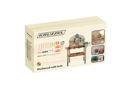 Gyermekműhely – fa szerszámok 3 az 1-ben asztal