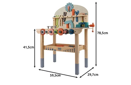 Gyermekműhely – fa szerszámok 3 az 1-ben asztal