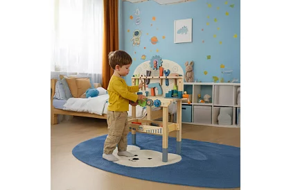 Gyermekműhely – fa szerszámok 3 az 1-ben asztal