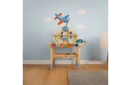 Gyermekműhely – fa szerszámok 3 az 1-ben asztal