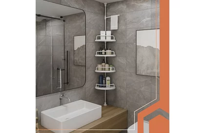 Sarok- és teleszkópos polc a zuhanyzóba - 240-310 cm