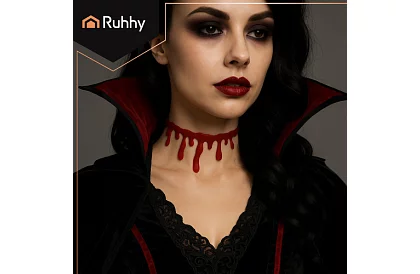 Vérrelátú halloweeni nyaklánc csepegő vér motívummal