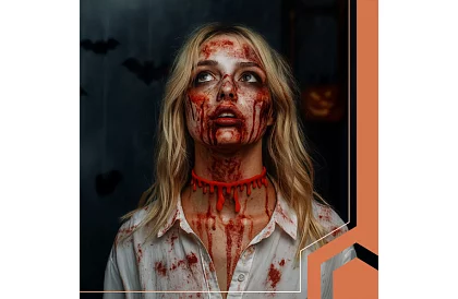 Vérrelátú halloweeni nyaklánc csepegő vér motívummal