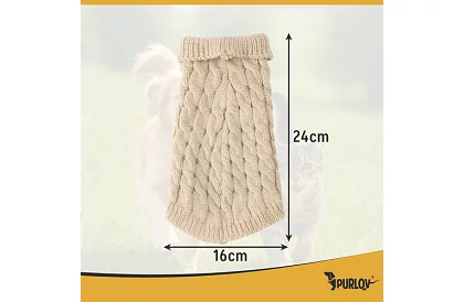 Kutyák meleg pulóver, macska – S méret – bézs