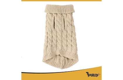 Kutyák meleg pulóver, macska – S méret – bézs