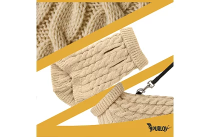 Kutyák meleg pulóver, macska – S méret – bézs