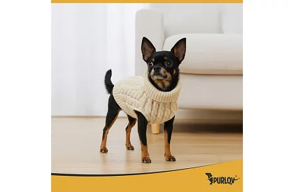 Kutyák meleg pulóver, macska – S méret – bézs