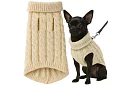 Kutyák meleg pulóver, macska – S méret – bézs