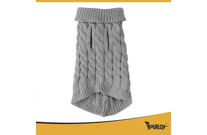 Meleg pulóver kuty, macska számára – M-es méret – szürke PURLOV