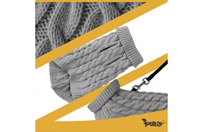 Meleg pulóver kuty, macska számára – M-es méret – szürke PURLOV