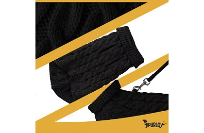 Kutyák meleg pulóver, macska – L méret – fekete