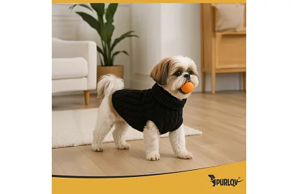 Kutyák meleg pulóver, macska – L méret – fekete