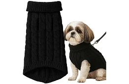 Kutyák meleg pulóver, macska – L méret – fekete