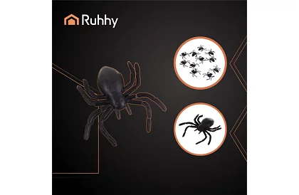 Műanyag pókok – Halloween dekoráció, 10 darab