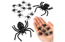 Műanyag pókok – Halloween dekoráció, 10 darab