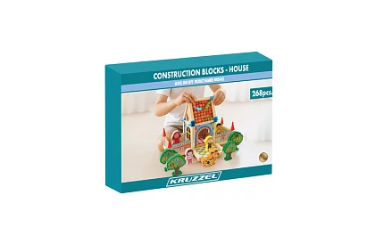 Fa építőelemek – házikó, 268 darab