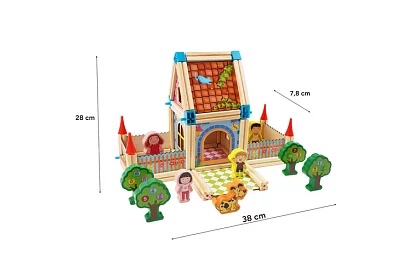 Fa építőelemek – házikó, 268 darab