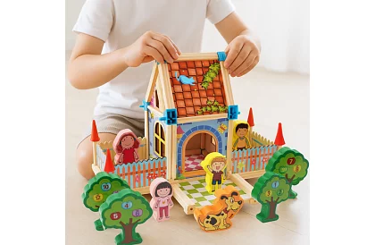 Fa építőelemek – házikó, 268 darab