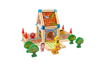 Fa építőelemek – házikó, 268 darab