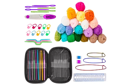 Horgoló készlet tokban kezdőknek és haladóknak – 69 darab