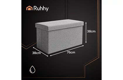 Összecsukható textil tároló puff 76 × 38 × 38 cm – szürke