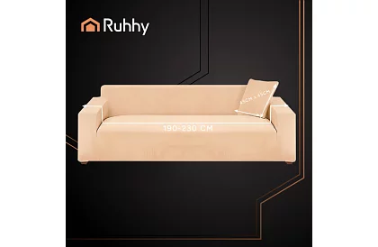 Feszítő huzat kanapéra 190–230 cm – Bézs bársony